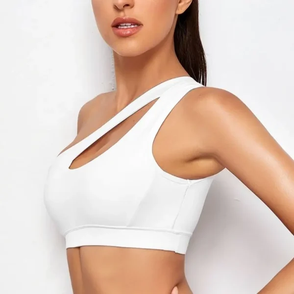 Reggiseno sportivo da donna Reggiseni fitness push up Reggiseno yoga antiurto monospalla Reggiseno da corsa yoga bianco nero Gilet sexy 3