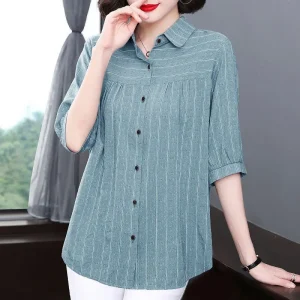 Camicia da donna taglie forti Primavera Estate Autunno Nuovo stile senza maniche Moda alla moda taglie forti Camicetta da donna Estate Nuovo stile Seven 1