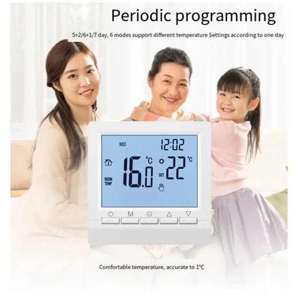 ABXH White Wall Mounted Heating Thermostat For Boilers Weekly Programmable Thermostat 5