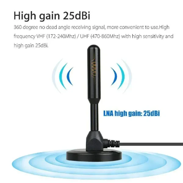 Antenna TV digitale HD Antenna dab amplificata per interni 200 miglia Ultra HDTV con amplificatore VHF/UHF Set di antenne per esterni a risposta rapida 2