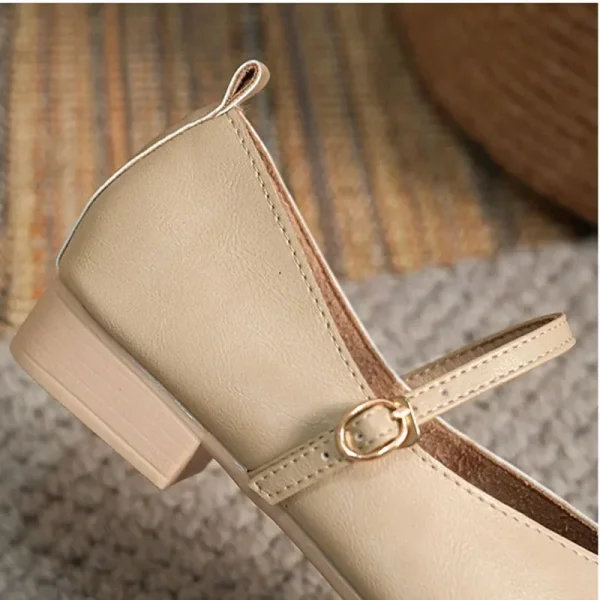 Donna primavera casual punta quadrata bassa suola morbida Lolita appartamenti ballerina rossa femminile elegante francese retrò fibbia Mary Janes 5