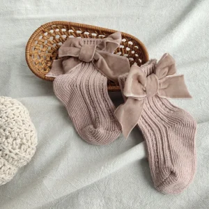 Neonata Big Bow Princess Socks roba per neonati accessori per bambini bambini autunno inverno lana tinta unita calze a tubo medio vestiti 1