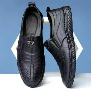 Scarpe da uomo in pelle traspiranti da lavoro estive slip on mocassini uomo casual neri appartamenti guida scarpe da passeggio mocassini 1