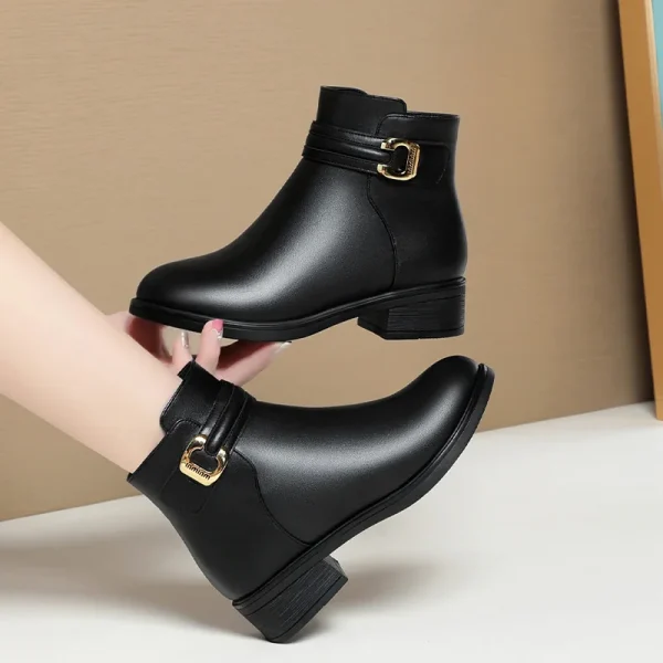 Fondo morbido antiscivolo Keep WarmWomen Leather Pu caviglia scarpe da passeggio in gomma impermeabile ragazze Fashion Ladies Winter Short Boots 4