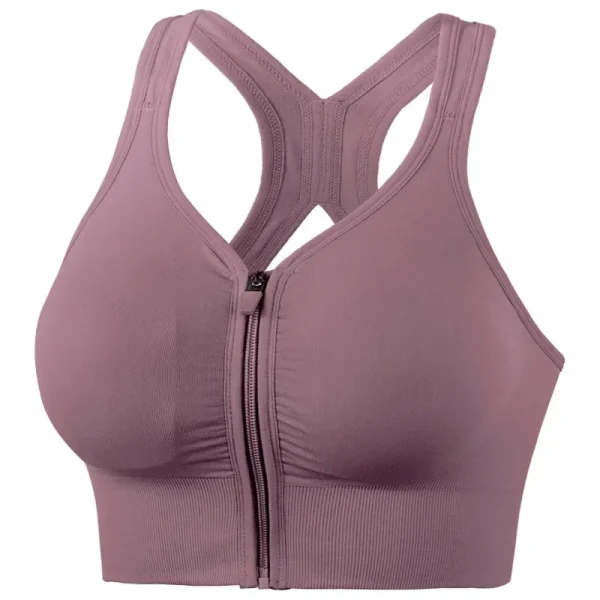 CZGUKE Reggiseno sportivo da corsa Fitness Cerniera frontale Intimo da donna Shockp tetto Top Reggiseno Reggiseno yoga traspirante senza cuciture 3