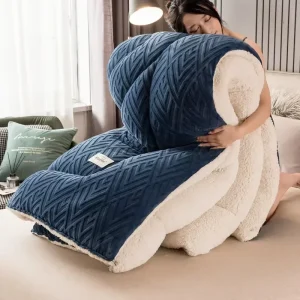 Trapunta in lana di agnello super calda Trapunta invernale in cotone ispessito Cotone caldo Velluto a doppia faccia Morbida coperta extra large 이불 1