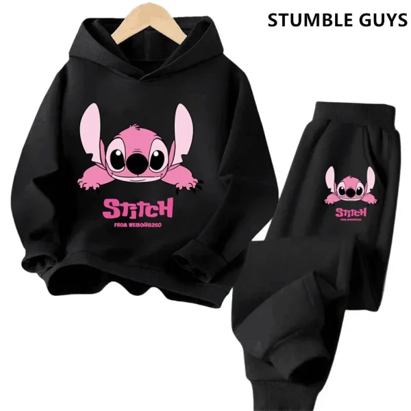 Felpe con cappuccio per bambini Stitch Kawaii Moda Pullover Felpa Anime Trucksuit Manga Cartoni animati Ragazze Ragazzo Bambini Autunno Abbigliamento casual 4