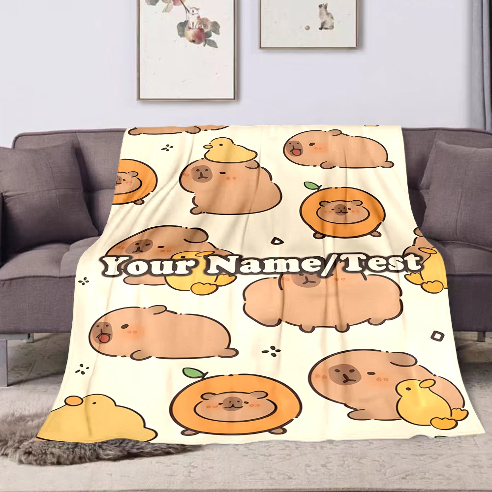 Personalizzazione Coperta con nome personalizzato Stampa capibara adatta per divano, letto, viaggi, campeggio, divano, sedia e letto Regalo di lusso 2