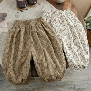 1-12Y bambino coreano abbigliamento casual autunno bambino retrò allentato ragazzo bambini all'aperto pantaloni harem stampati ragazza bambini moda pantaloni 1
