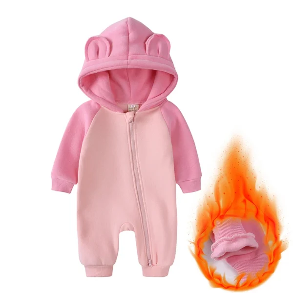New Winter Baby pagliaccetto vestiti addensare Fleece Bear con cappuccio Warm Infant Onesies Toddler Girl tuta neonato body Boy pigiama 5