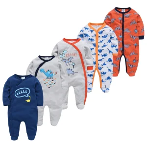 5 pezzi primavera autunno vestiti per bambini Lange Bébé pigiama neonato ragazza ragazzo tuta in cotone traspirante morbido pagliaccetto Bebe Fille Naissance 1