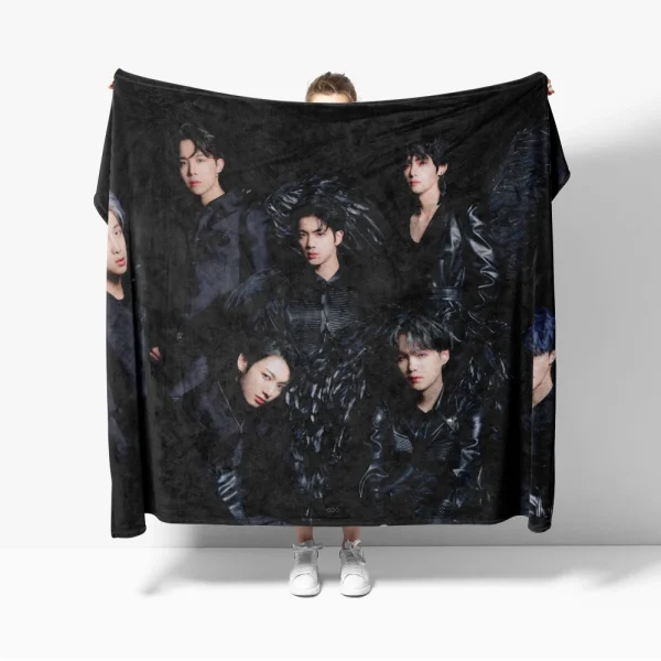 Coperta in flanella Kpop-BTS per la decorazione del divano Coperta per bambini scozzese soffice Coperte e getta di lusso king size per letto Cobija 4