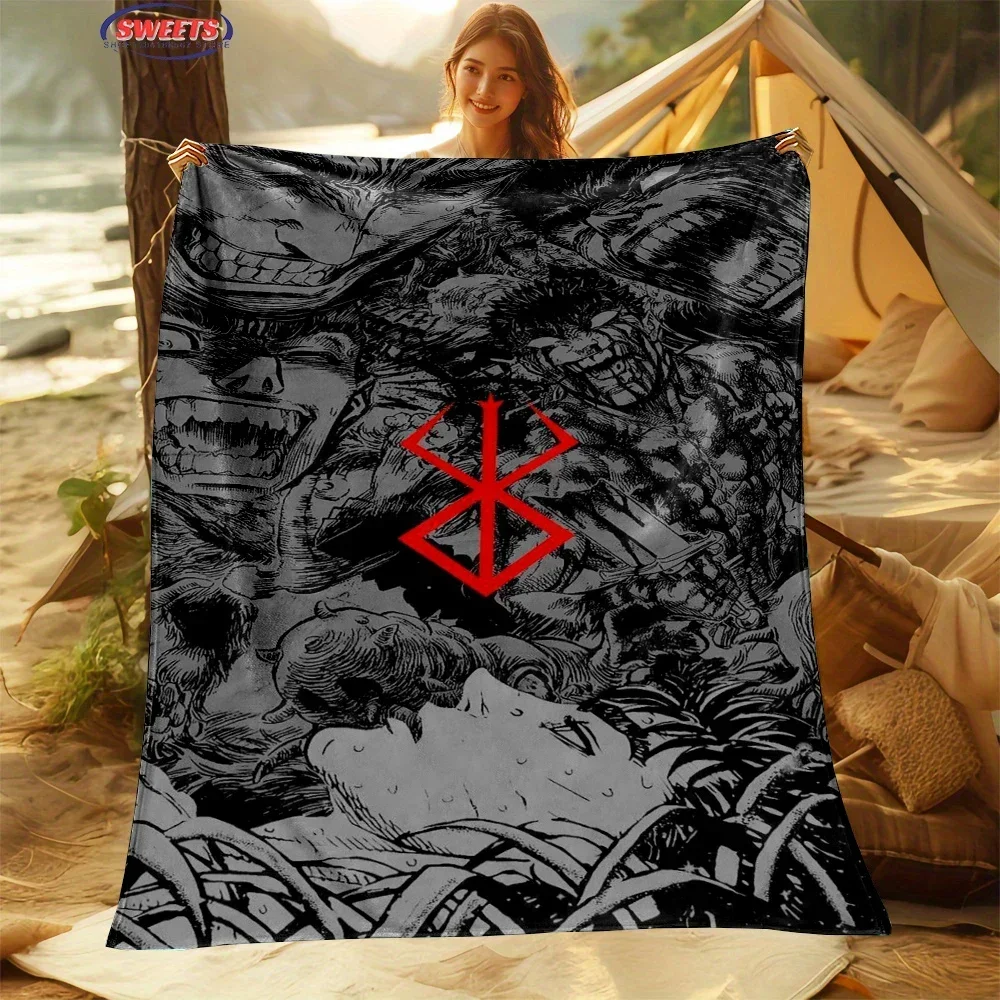 Coperta in morbida flanella Berserk classica 3D per letto, camera da letto, divano, picnic, tiro caldo per il tempo libero all'aperto, regalo per il pisolino 3