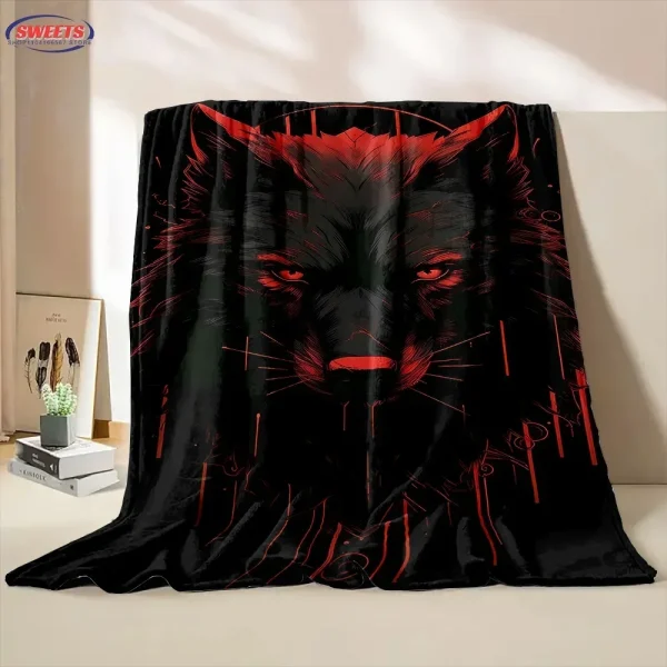 Comoda e morbida coperta da lupo, aggiungi bellezza a casa, tutte le stagioni, l'home office può essere utilizzata, regalo per la coperta di flanella da campeggio per pisolino 2