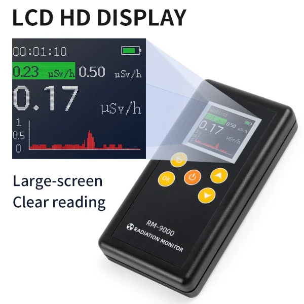 Rilevatore di radiazioni portatile RM-9000 Tester EMF digitale Rilevatore Gammaray Raggi X Raggi γ Raggi β Strumento di misurazione Misuratore radioattivo 4