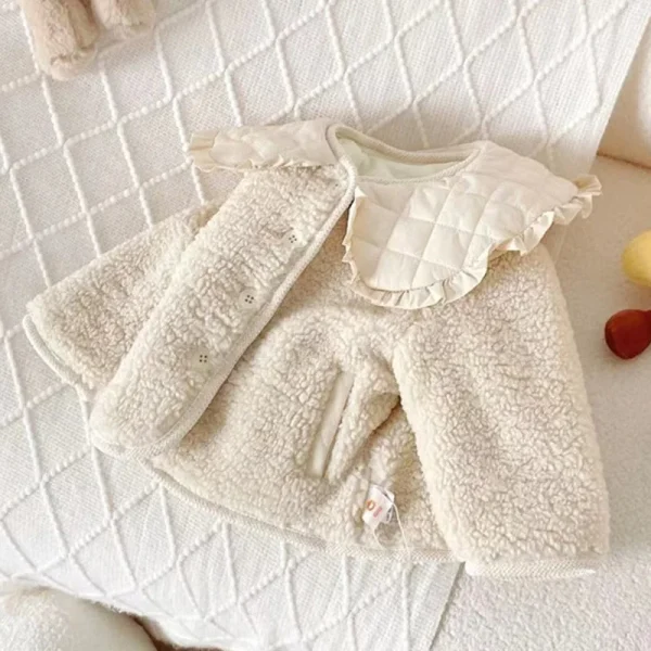 Neonate Soffici Giubbotti Cappotti imbottiti autunnali per bambini Bambino Turn-down Capispalla spesso Principessa Abbigliamento invernale caldo 1-6 anni 4