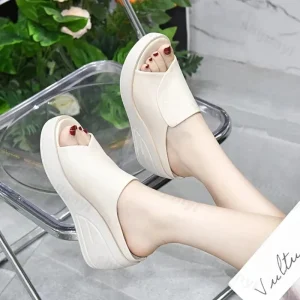 2023 nuove donne sandali pantofole da donna piattaforma con zeppa nera Open Toe donna ortopedia fondo spesso spiaggia tacchi alti diapositive 1