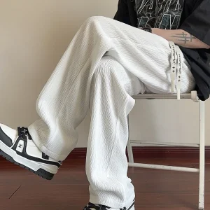 Pantaloni casual in seta di ghiaccio per tendenza alla moda in stile coreano da uomo 1