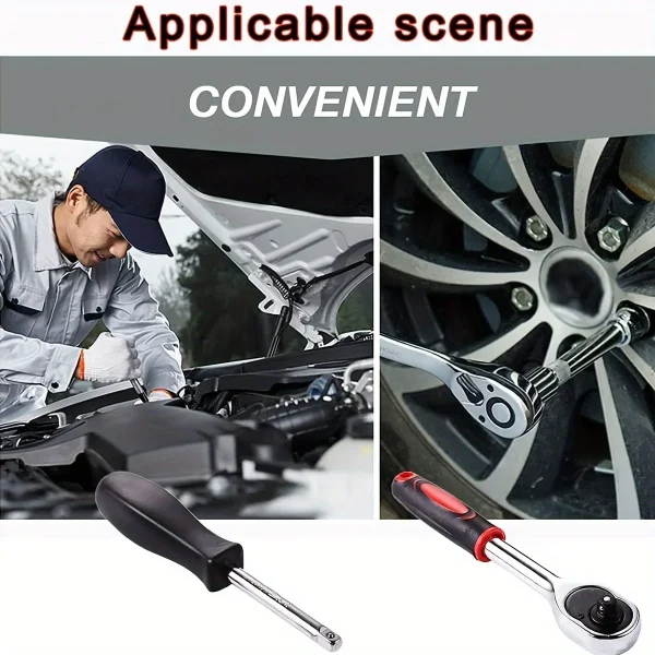 Set di chiavi a cricchetto da 46 pezzi Set di chiavi a cricchetto da 1/4 di pollice con prese Set di bussole a punta esagonale metrica Kit di strumenti meccanici per riparazioni auto Hous 4