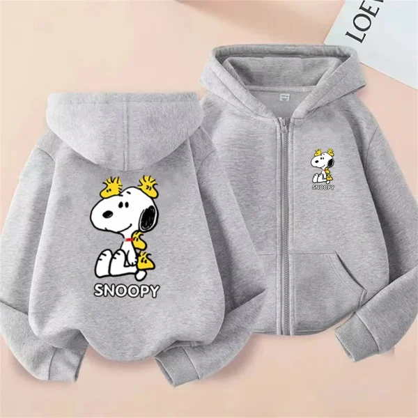 Cappotto Disney Felpa con cappuccio con zip Cartone animato Snoopy Abbigliamento per bambini Ragazza rosa Ragazzo Stile cerniera Felpe casual per bambini Top 3-12 anni Bambini 2