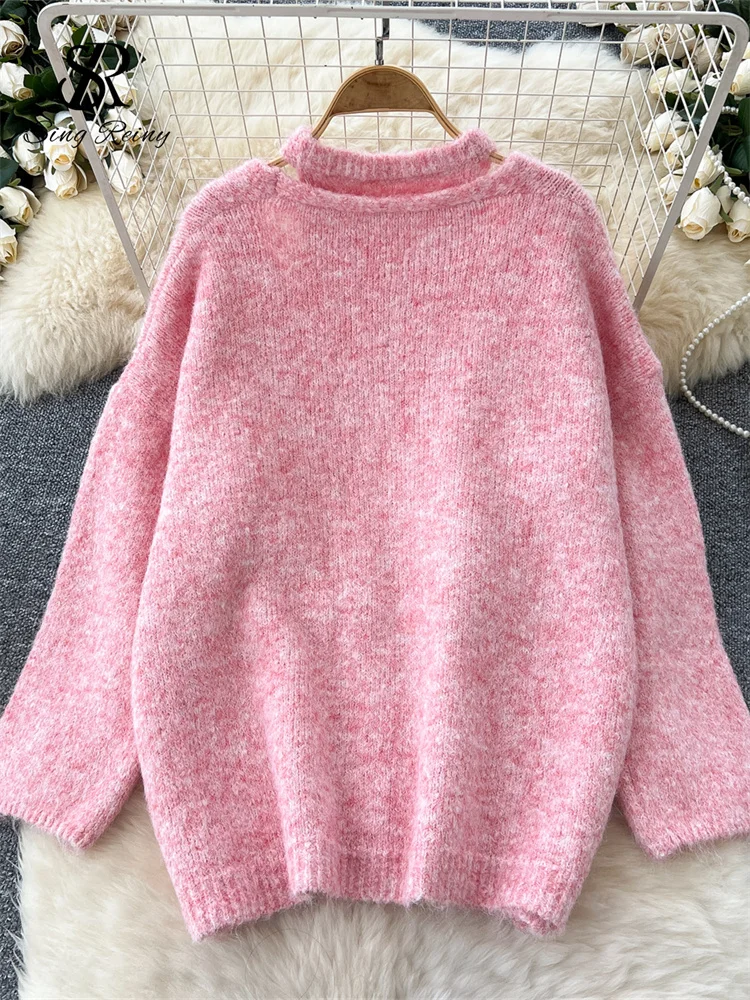 SINGREINY Maglione di cashmere solido moda maniche lunghe cardigan caldo allentato + canotta in maglia senza maniche top casual delicato invernale 6