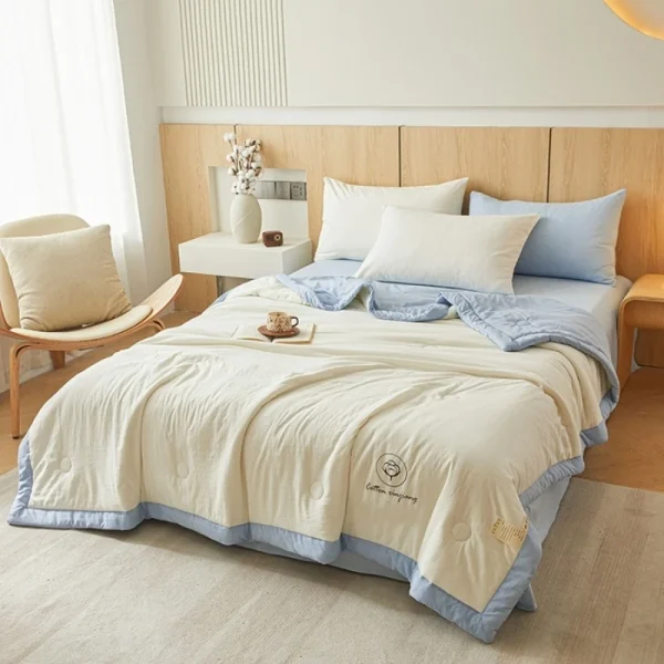 1 pezzo di comodo piumino estivo sottile lenzuolo delicato sulla pelle/letto matrimoniale/lenzuolo grande tinta unita leggero 3
