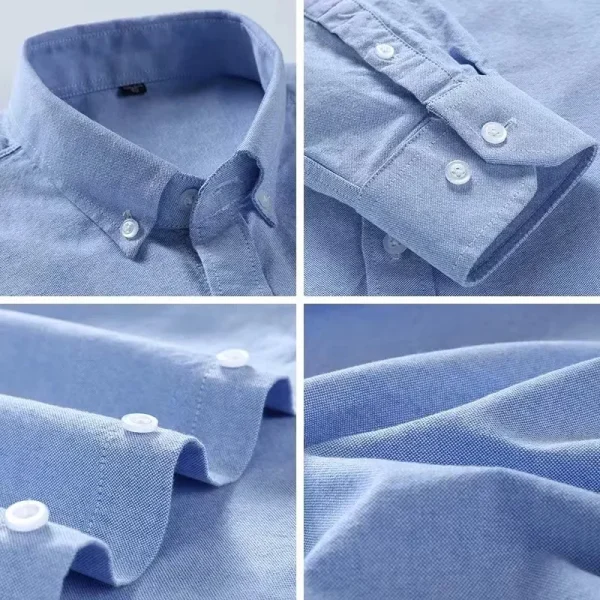 S-6XL Camicie Oxford da uomo a maniche lunghe in puro cotone a righe solide per il tempo libero ricamato cavallo streetwear business pianura ufficio 6XL 4