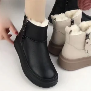 Stivali invernali da donna più stivaletti in pelle PU ispessita in velluto scarpe da esterno in cotone caldo resistenti al freddo stivali da donna antiscivolo 1