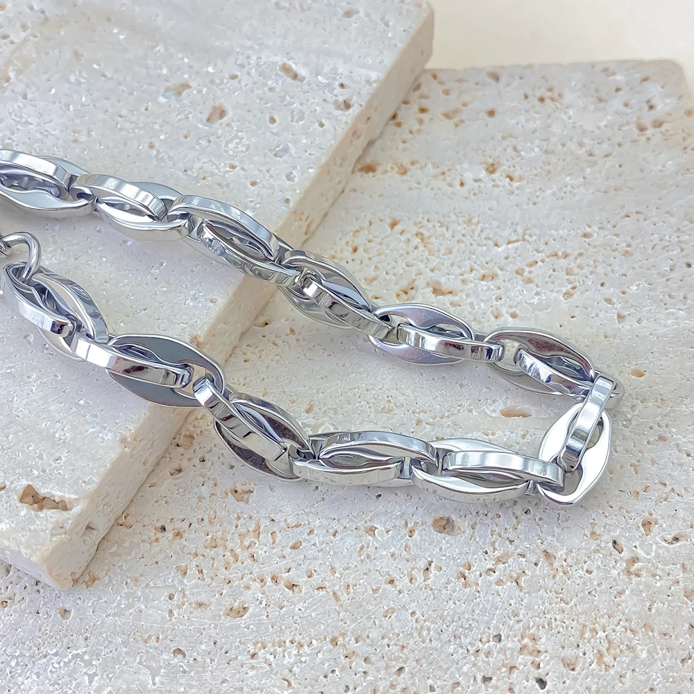 eManco Bracciale a catena per labbra retrò da uomo Bracciale a maglie in acciaio inossidabile impermeabile Rock Punk Jewelry Presa di fabbrica 4