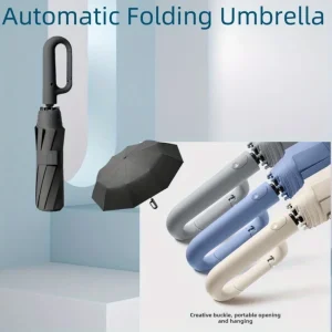Grande ombrello forte antivento con striscia riflettente Ombrello UV pieghevole automatico inverso per moschettone da sole e pioggia di lusso 1