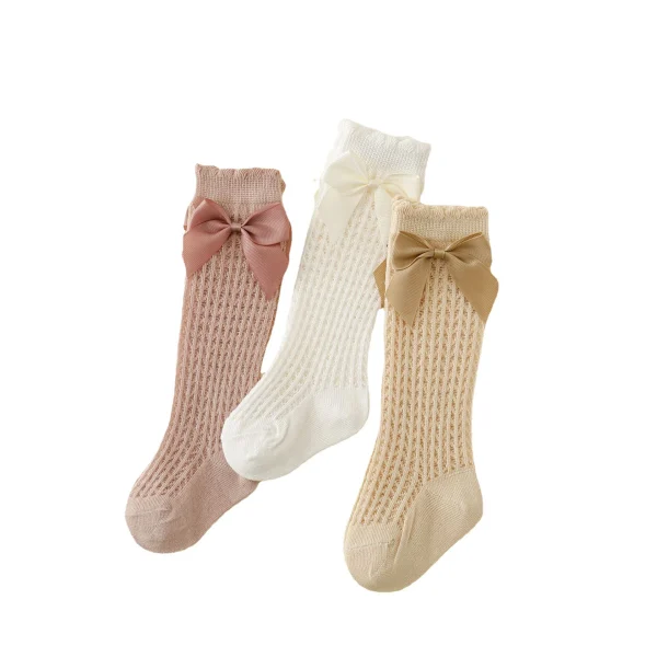 New Summer Infant Baby Socks Girls neonato Mather Kids Cute children's High Knee Bow Socks Toddler calzini lunghi antiscivolo in cotone 5
