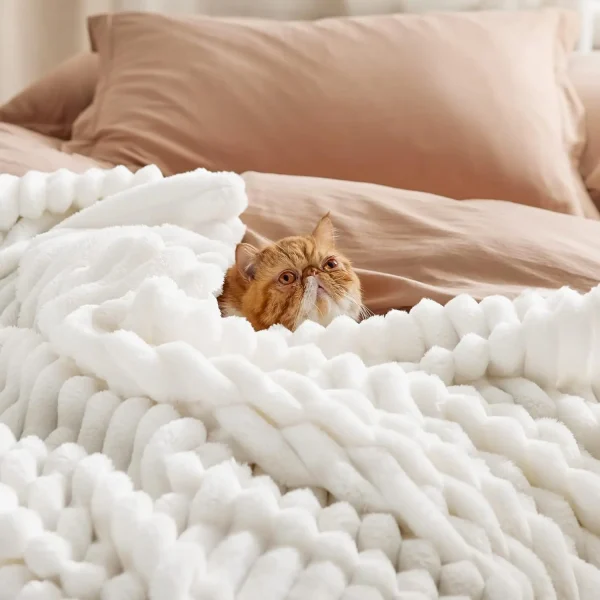 Coperta da tiro in pile bianco per divano - Coperte super morbide e accoglienti per donna, piccola coperta carina per ragazze, 59x79 pollici 3