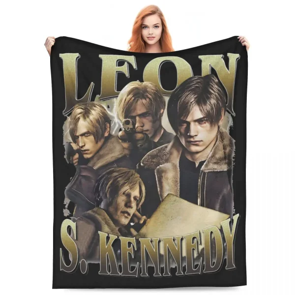 Leon S. Kennedy Residents Evils Coperte Coperta estiva portatile leggera e sottile in velluto per letto Trapunta sottile in peluche da viaggio 6