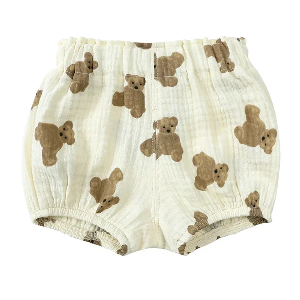 2025 Pantaloncini in cotone organico per vestiti per bambini Pantaloni corti stampati Bloomer per bambini e bambine per neonati Pantaloncini da surf Copri pannolini 6