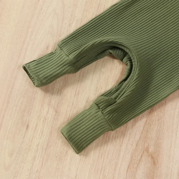 Abbigliamento per neonato, completo, tinta unita, a costine, a maniche lunghe, con cappello, per abiti autunnali per neonati 6