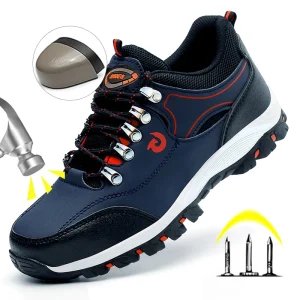 Scarpe con puntale in acciaio per uomo Stivali da lavoro Scarpe antinfortunistiche da lavoro a prova di foratura Scarpe da lavoro protettive Calzature maschili Scarpe da ginnastica di sicurezza 1
