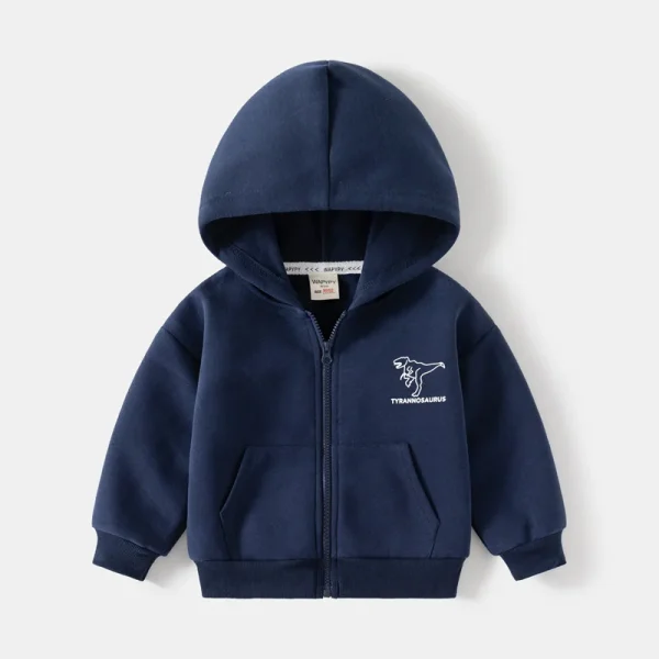 2024 coreano autunno bambini ragazzo giacca sciolto dinosauro stampa ragazzino felpa con cappuccio in cotone solido manica lunga capispalla cappotto 2