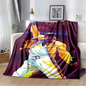 Coperta morbida in peluche Freddie Mercury Queen-Rock-Band, coperta in flanella per soggiorno, camera da letto, divano letto, copertura da picnic 1