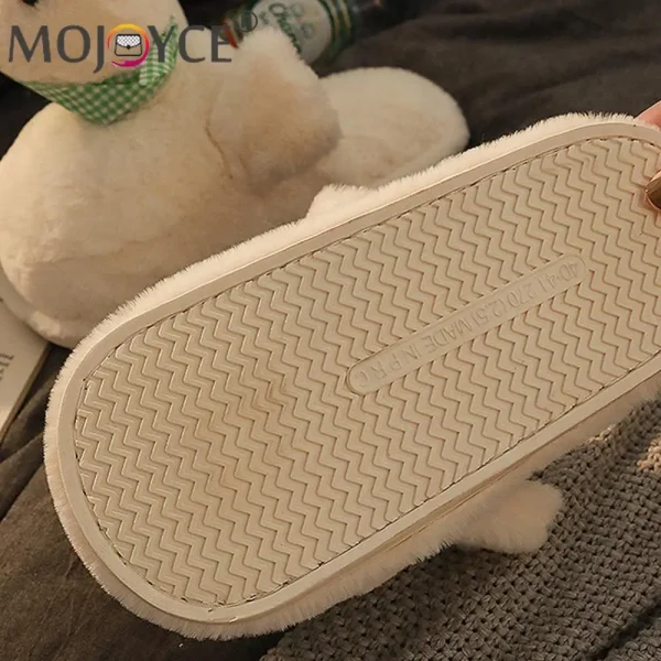 Pantofole in peluche con anatra Pantofole da interno sfocate Pantofole termiche piatte antiscivolo Comode pantofole con animali dei cartoni animati per l'autunno inverno 5