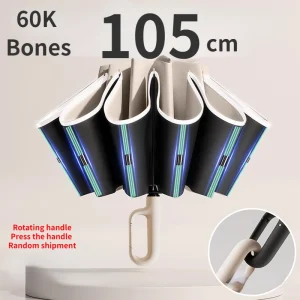 Ombrello da donna con fibbia 60K Ombrello pieghevole inverso completamente automatico con ombrelli UV a strisce riflettenti antivento 1