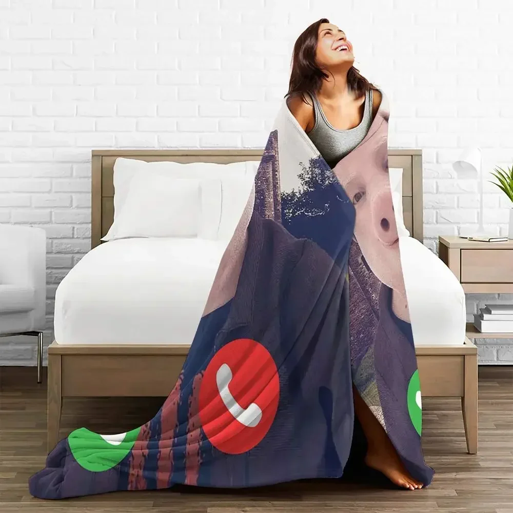 John Pork sta chiamando coperte morbida e calda coperta in flanella per letto, soggiorno, picnic, viaggio, divano di casa 3