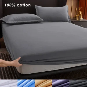 Lenzuolo con angoli in cotone con fasce elastiche Coprimaterassi regolabili antiscivolo per letto singolo matrimoniale king size, 140/160/200 cm 1