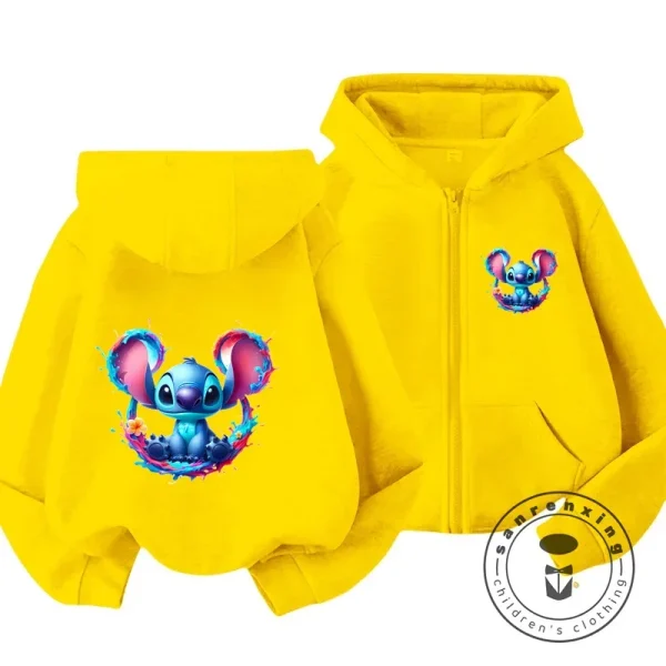 Abbigliamento per bambini Stitch Cartoon Felpa con cappuccio + pantaloni Ragazzi Ragazze Casual Felpe a maniche lunghe 2 13 anni Bambini Casual TOPS 4