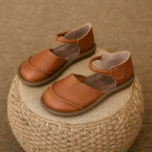 2025 Johnature Sandali bassi retrò fatti a mano in vera pelle Estate Casual Versatile Comoda suola morbida Scarpe da donna 1