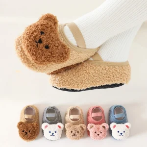 Scarpe da bambino orso cartone animato Scarpe da neonato calde e spesse invernali Suola antiscivolo Morbido peluche Bambino Bambini Ragazzo Ragazze Infantile Primi camminatori 1