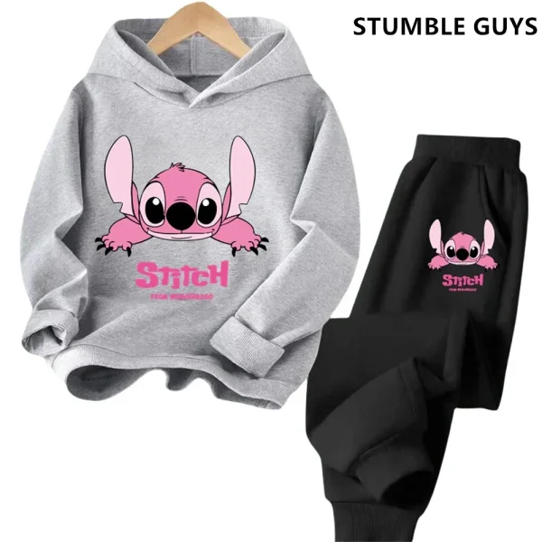 Felpe con cappuccio per bambini Stitch Kawaii Moda Pullover Felpa Anime Trucksuit Manga Cartoni animati Ragazze Ragazzo Bambini Autunno Abbigliamento casual 5