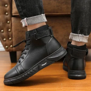2025 Primavera di grandi dimensioni 39-48 Stivali casual alla moda per uomo Scarpe da ginnastica alla moda da uomo britanniche Stivali casual da uomo alti Stivali da cowboy 1