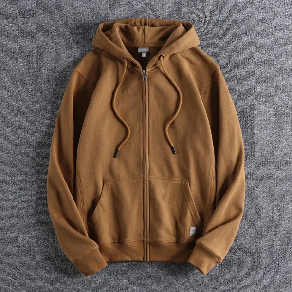 Felpa da uomo autunnale con cappuccio moda basic tinta unita tutto abbinato cappotto maschile giovanile fitness corsa sport cardigan abiti top 1