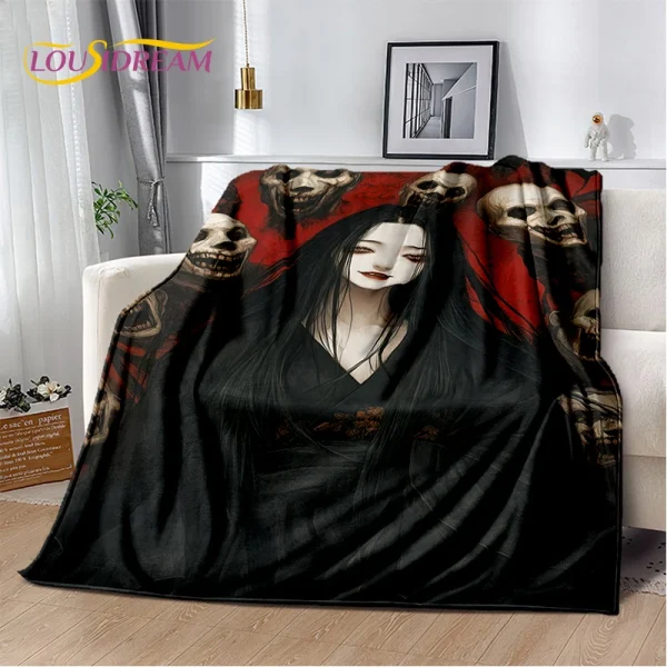 2025 Nuovo personaggio horror gotico Teschio Fantasma Coperta morbida, Coperta morbida per la casa Camera da letto Divano letto Picnic Viaggio Regalo per bambini 1