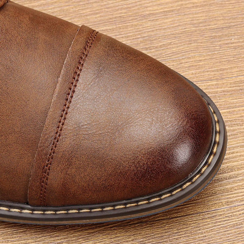 Stivali da uomo stile americano Marca 2025 Stivaletti comodi di nuova moda in pelle # 613 4